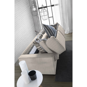 Divano letto 2 posti Alano, Sofà Soggiorno apertura girevole, Tessuto imbottito, Braccioli standard, 100% Made in Italy, Cm 180x95h90, Tortora