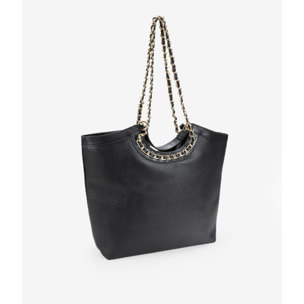 Bolso shopper negro con cadenas