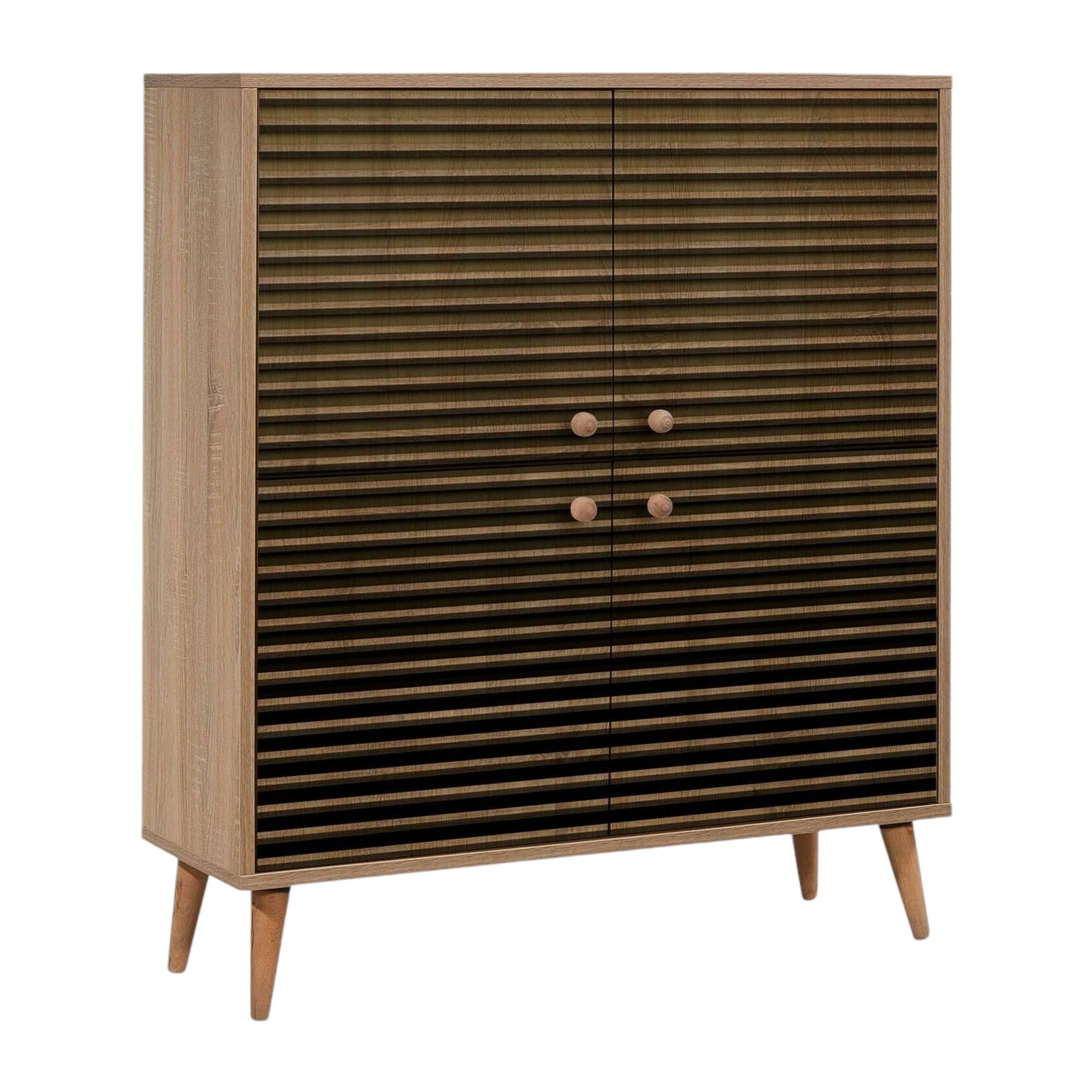 Credenza Dgiannin, Buffet da soggiorno, Madia da salotto, Dispensa da cucina, 95x36h111 cm, Quercia