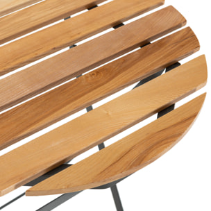 Mesa de Jardín Plegable Ambar de Madera y Metal Negro