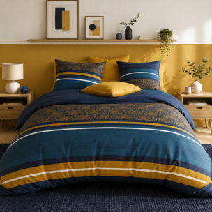 Parure housse de couette 100% percale de coton motif arche graphique - NOXOR