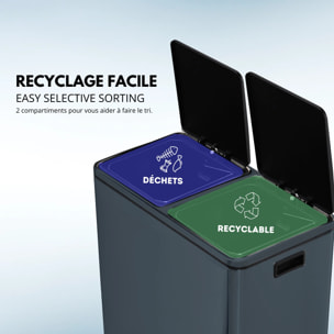 Poubelle pédale tri sélectif MAJOR gris 60L