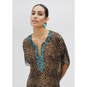 Vestito corto stampa animalier