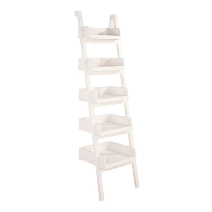 Étagère Bassay -bois massif et panneau de mdf-couleur laqué blanc mat 53 x 185 x 43 cm