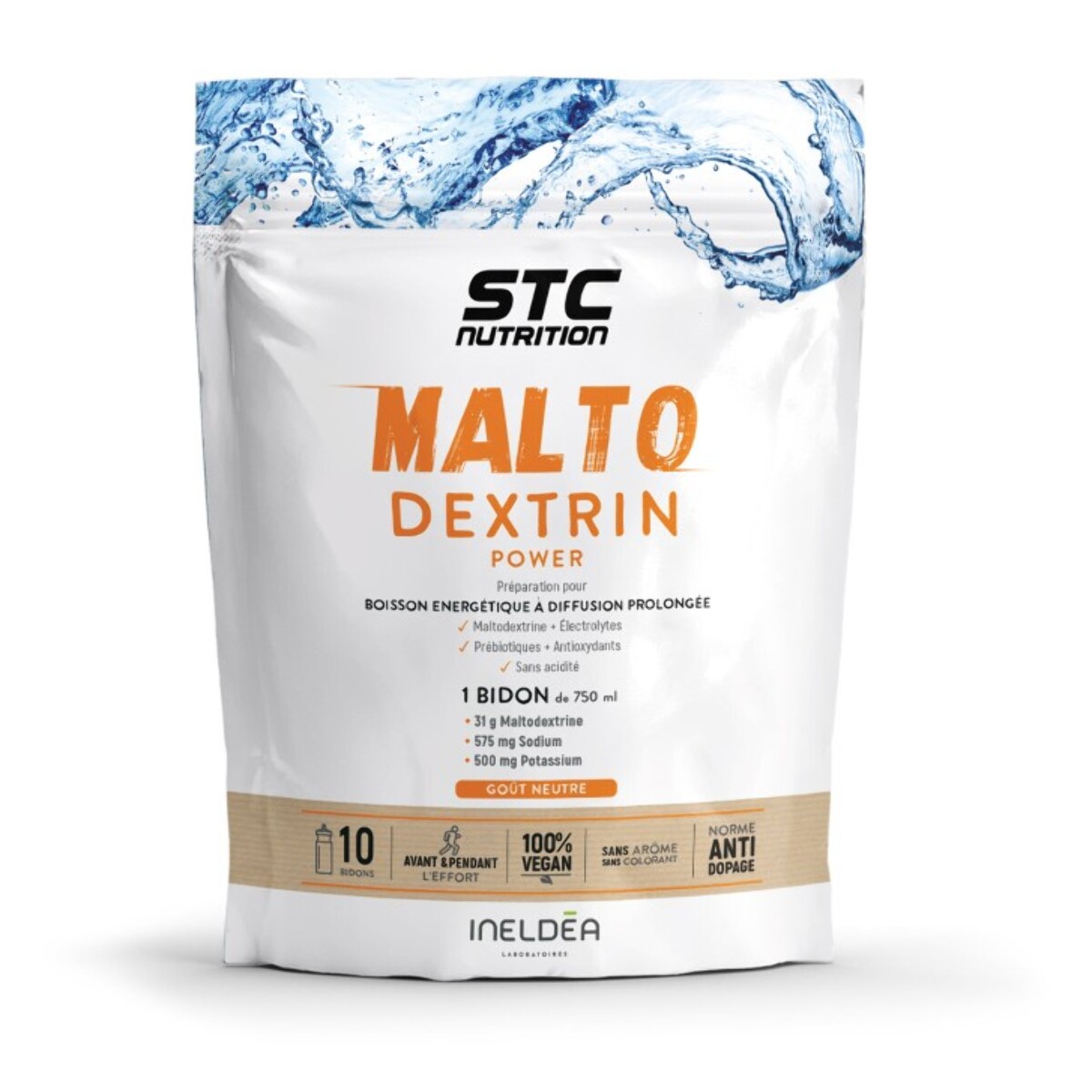 STC NUTRITION - MALTOdextrin Power - Boisson énergétique à diffusion prolongée - Goût Neutre - Hydratation + maintien de la performance - Vegan - Doypack 500g