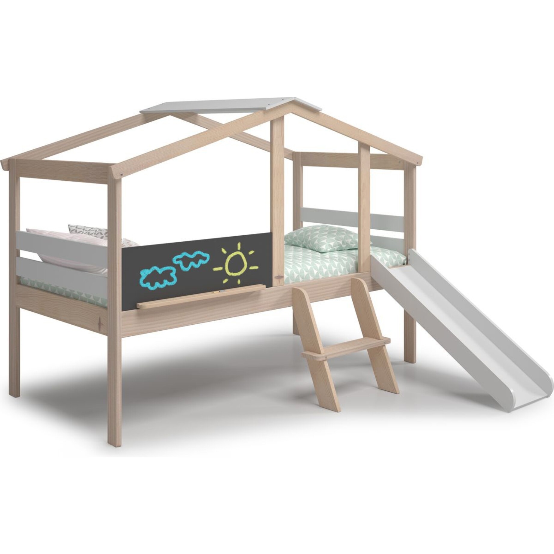 Lit cabane enfant avec toboggan  - JULES