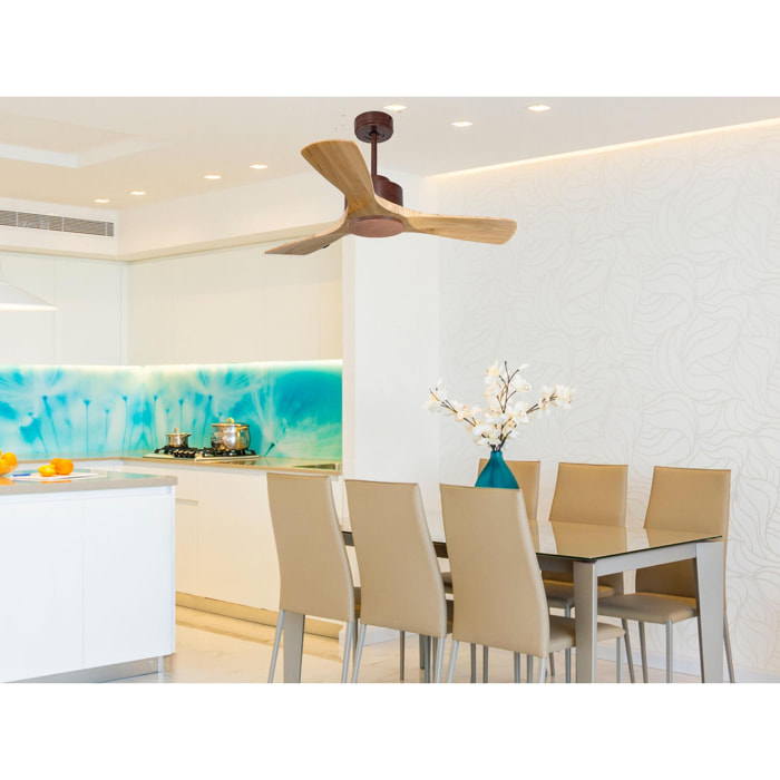 Ventilateur de plafond ø106 cm avec Wifi Réversible Hypersilence 40   W brun