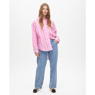 Camicia Oversize in Popeline a Righe