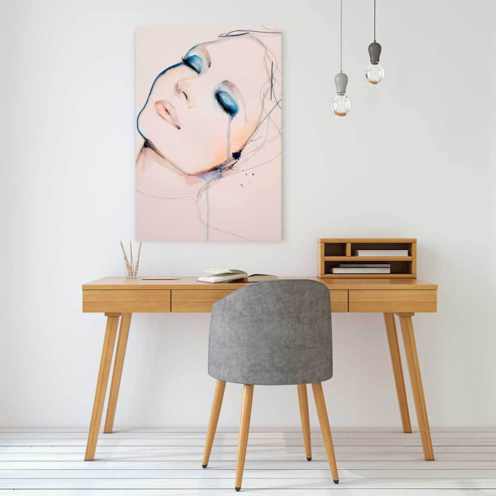 Tableau romantique portrait de femme bleu nuit  Toile imprimée