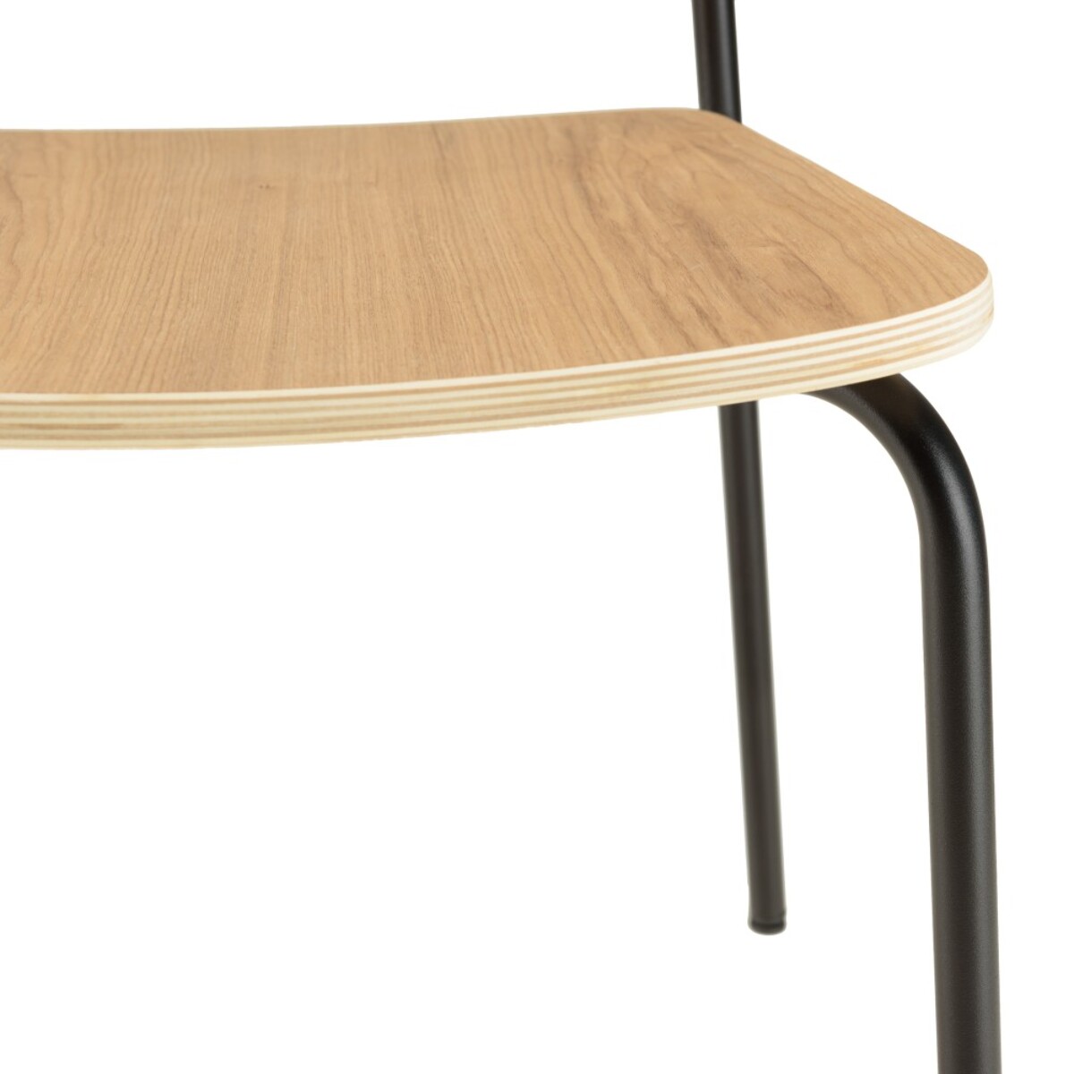 TOM - Lot de 2 chaises « écolier » en bois de frêne pieds acier noir