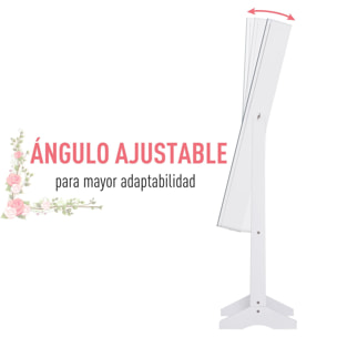 Joyero de Pie con Espejo Luz LED de Madera 30x36x146cm Blanco