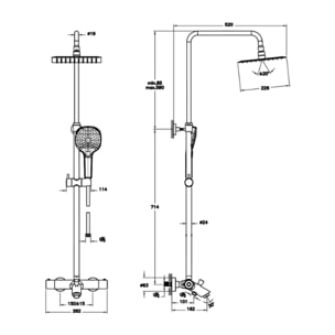 Colonne bain douche thermostatique VITRA Aquaheat Bliss S 230