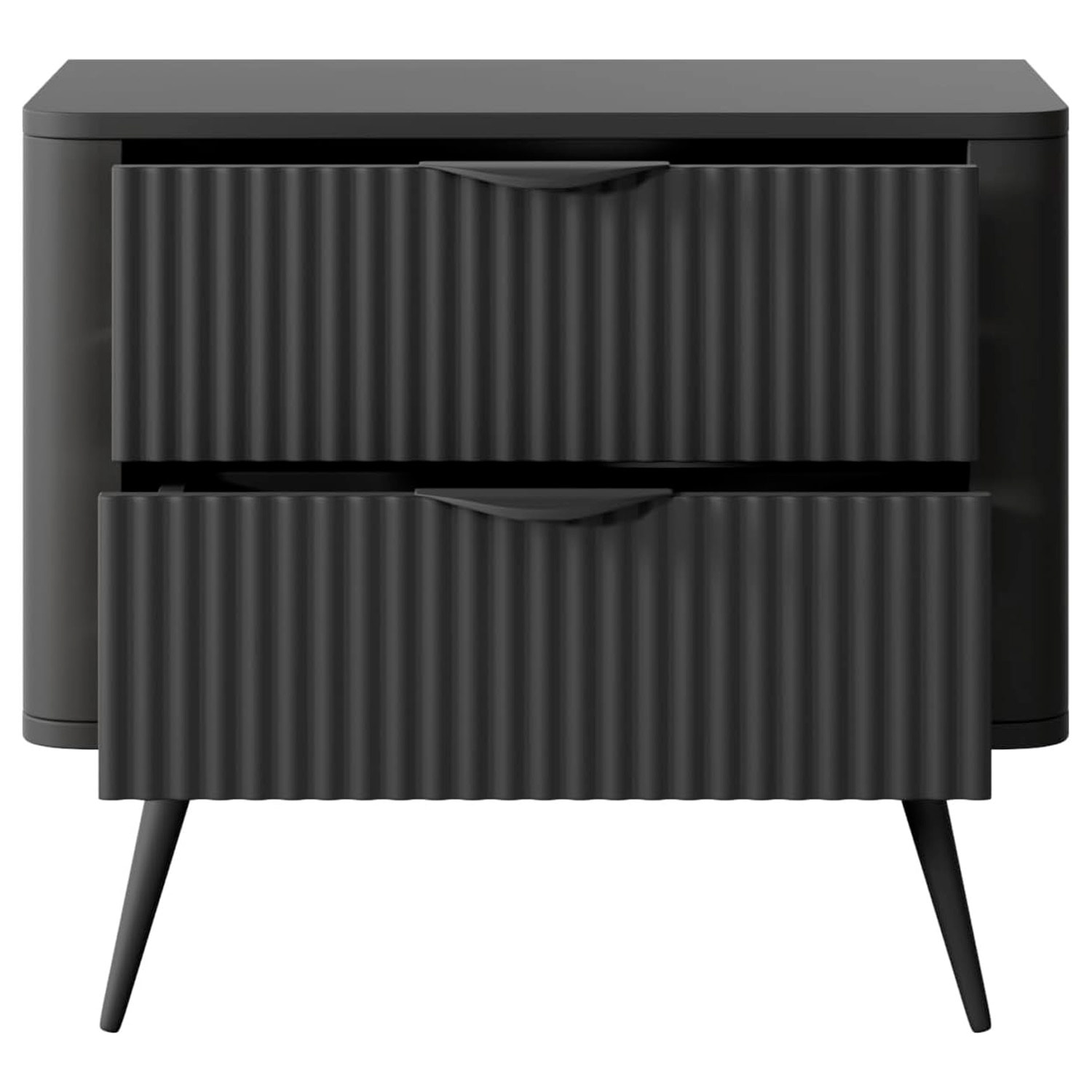 Comodino Moderno Elegante Con 2 Cassetti Capienti e Piedini Alti Camera Da Letto 63.2 x 38 x 55.3 cm Nero