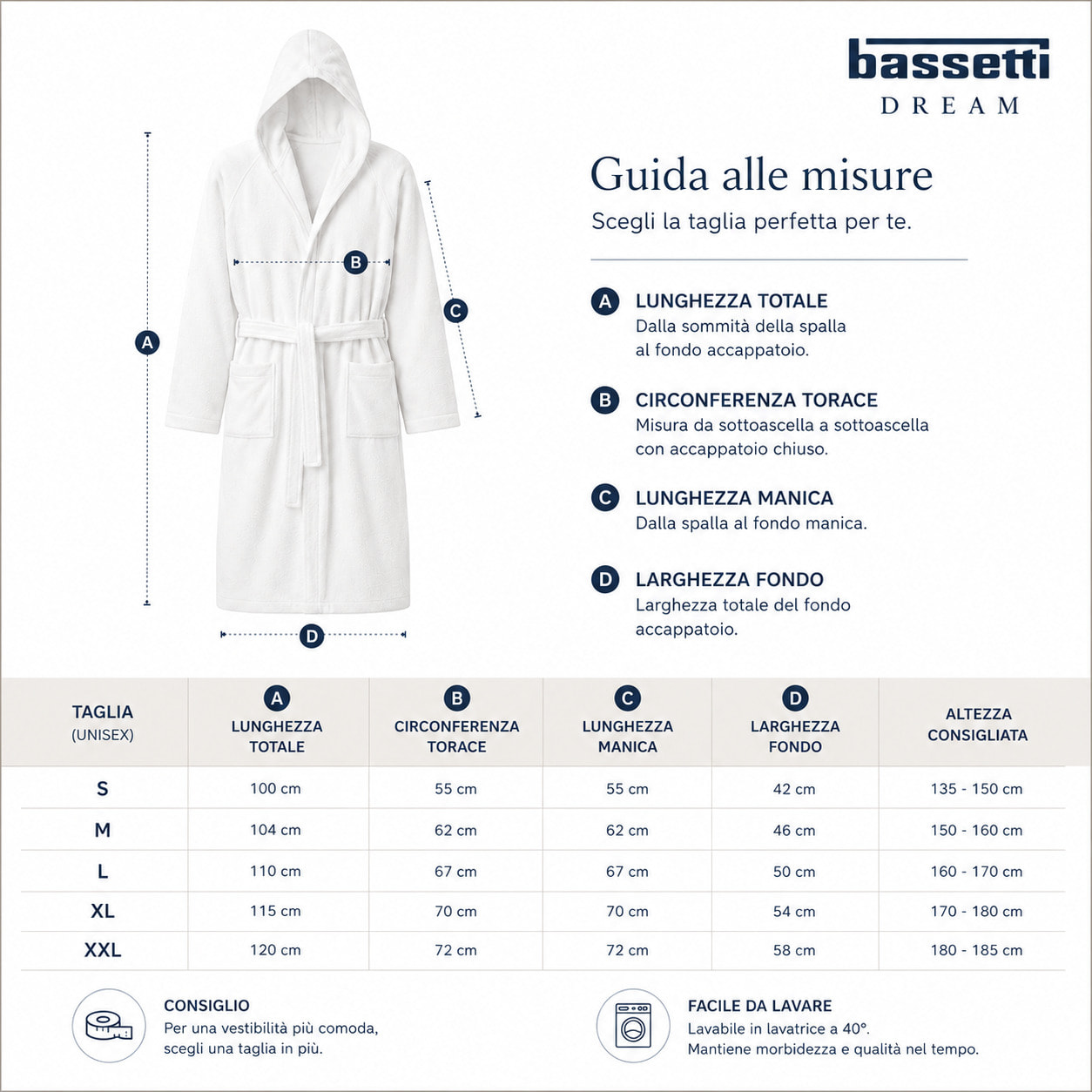 BASSETTI Accappatoio in spugna con cappuccio Beige