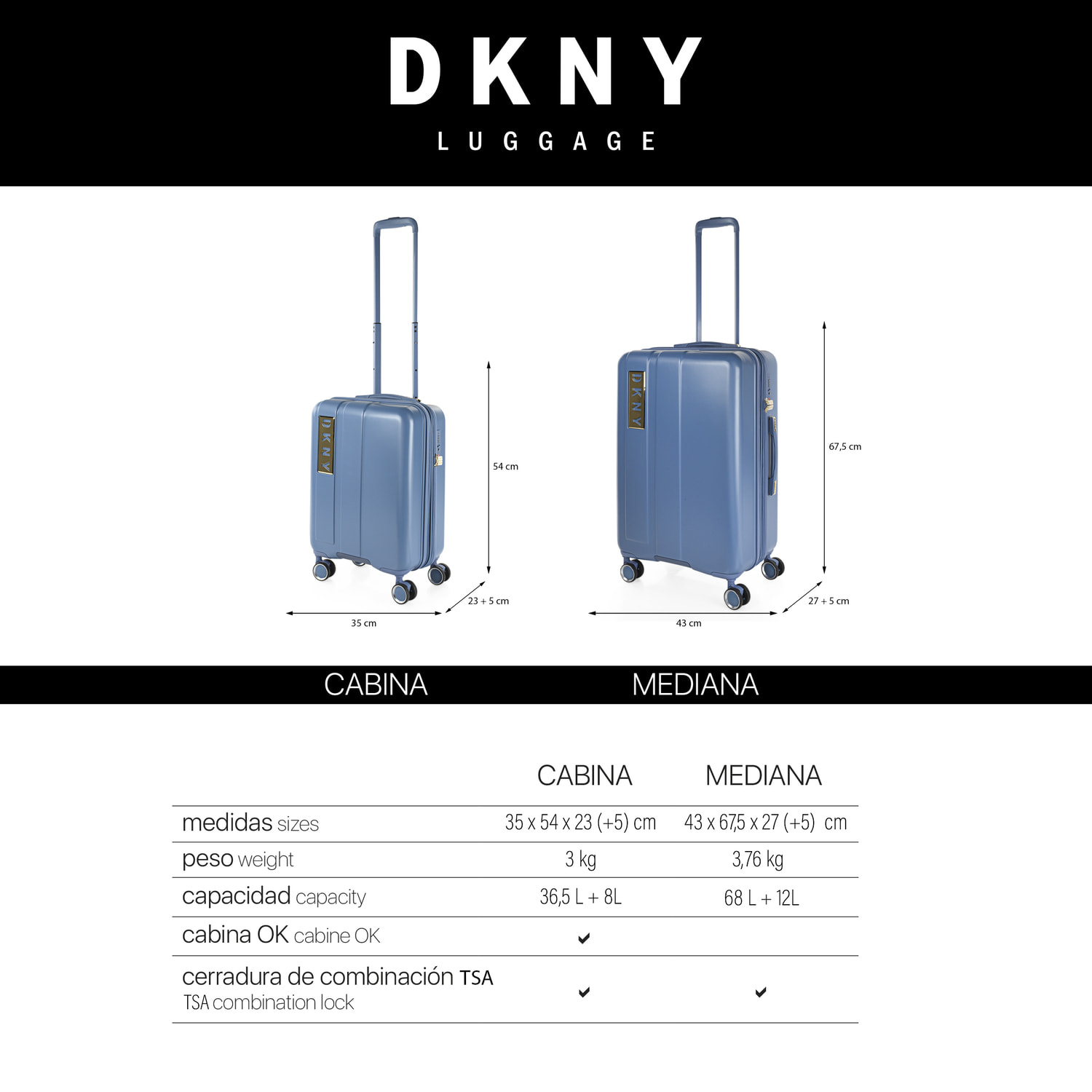 Juego De Maletas Pc Dkny Dkny-413 City Block Steel Blue