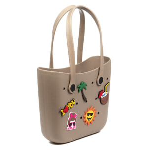 VillaPoma bolso Shopper de playa , de goma EVA con asas largas y charm decorativos