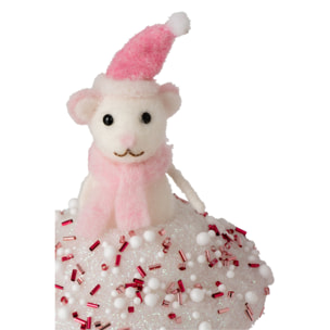 J-Line gâteaux souris et Père Noël - laine - rose/blanc - assortiment de 3