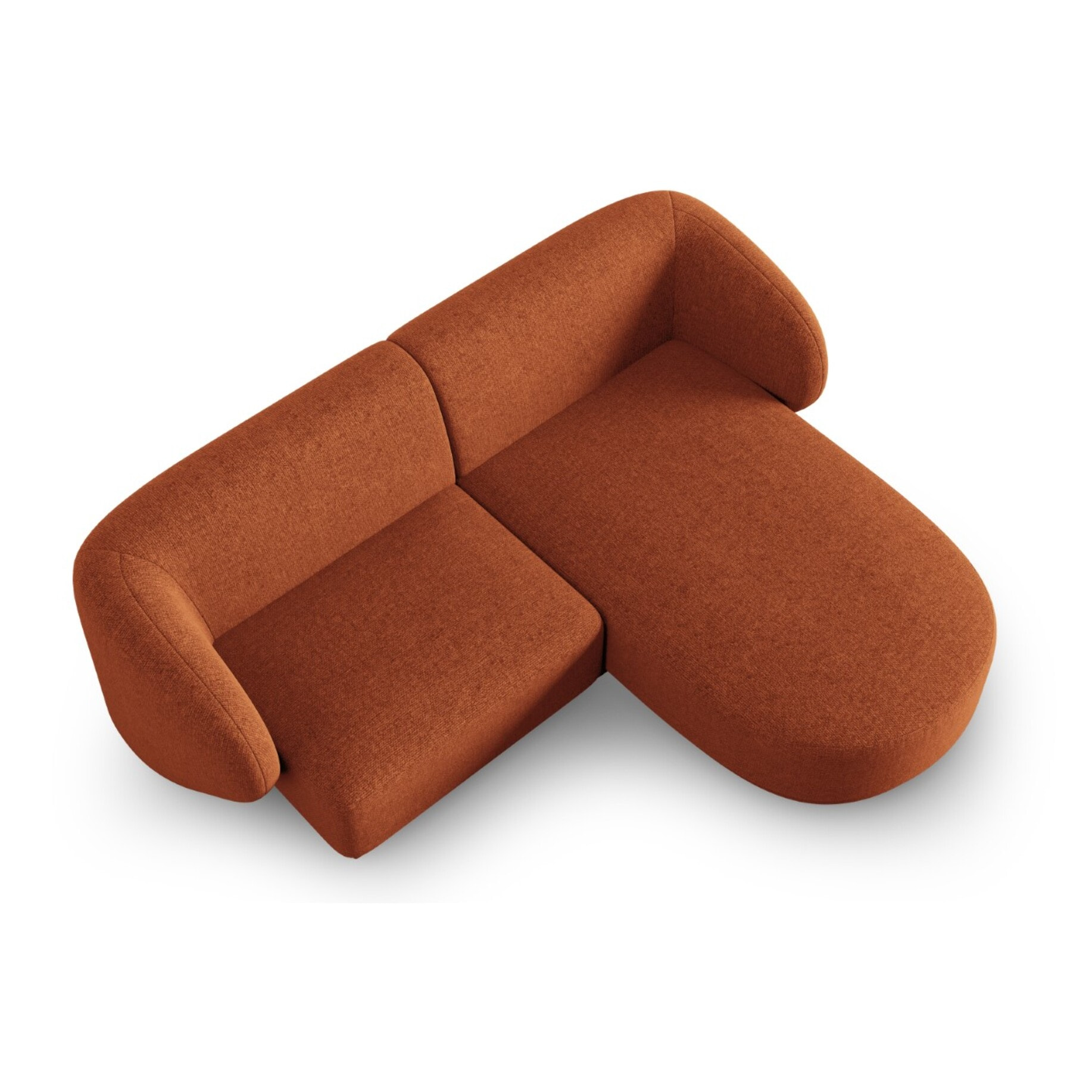 Canapé d'angle droit modulable "Lionel" 3 places en chenille mélange terracotta
