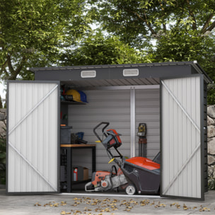 Abri de jardin 3 m² tôle d'acier 2 portes verrouillables 2 évents toit incliné anthracite