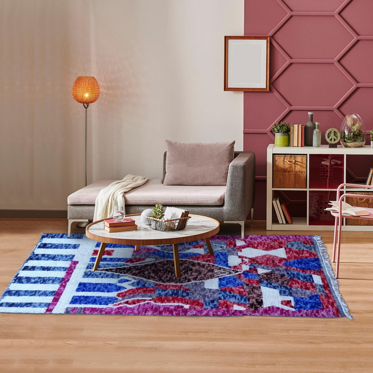 Authentique tapis berbère fait à la main en laine motif ethnic HAGU