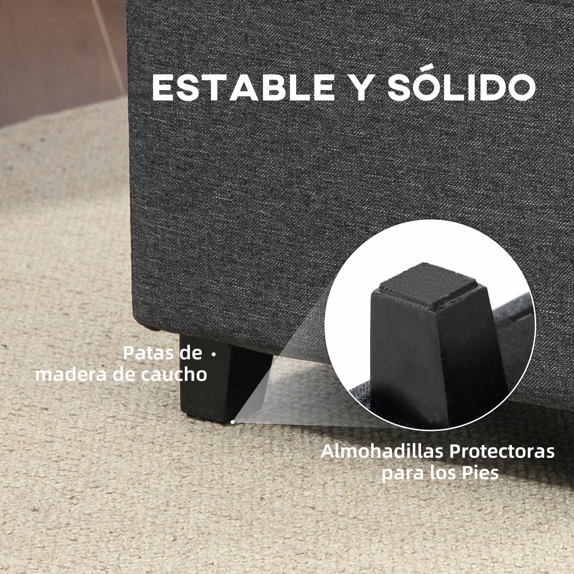 Reposapiés de Salón Taburete Bajo Tapizado en Lino Otomana Cuadrada con Bolsillo Lateral Tapa con Botones Acolchados y Marco de Madera para Sala de Estar Dormitorio
