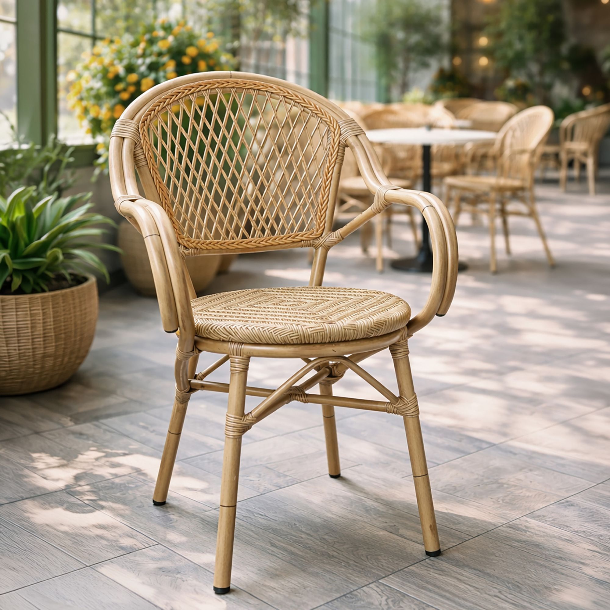 Lot de 2 fauteuils de table en rotin synthétique CAPRI