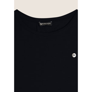 T-shirt con inserto posteriore in Sangallo