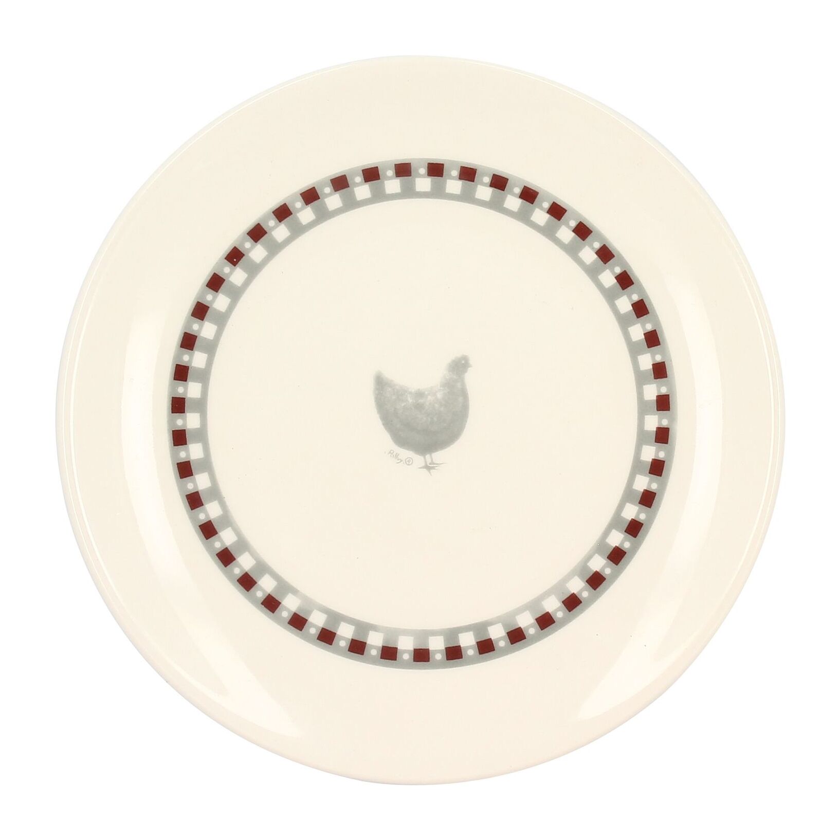 Lot de 6 assiettes à dessert en grès 19cm avec dessin poule GALLINA