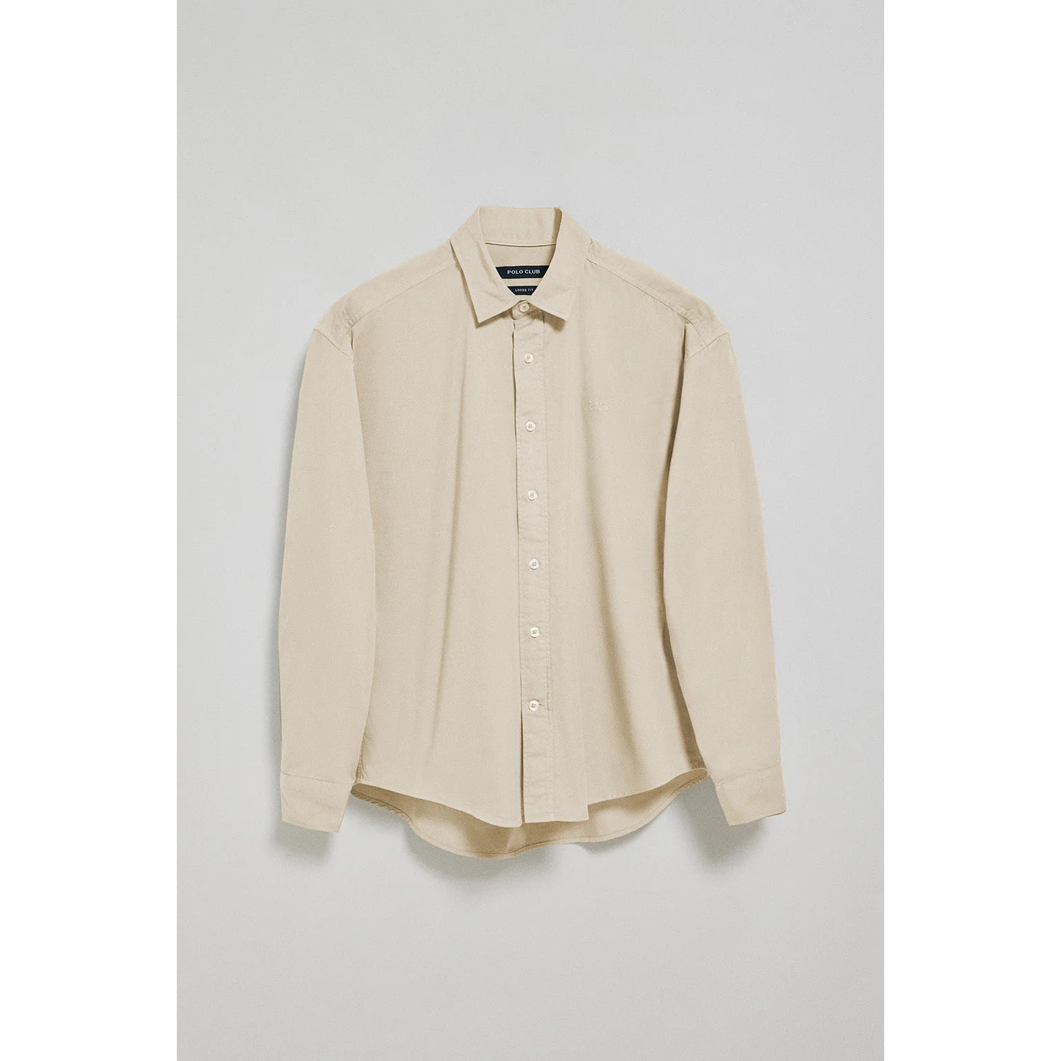 Camicia loose fit beige con logo Polo Club