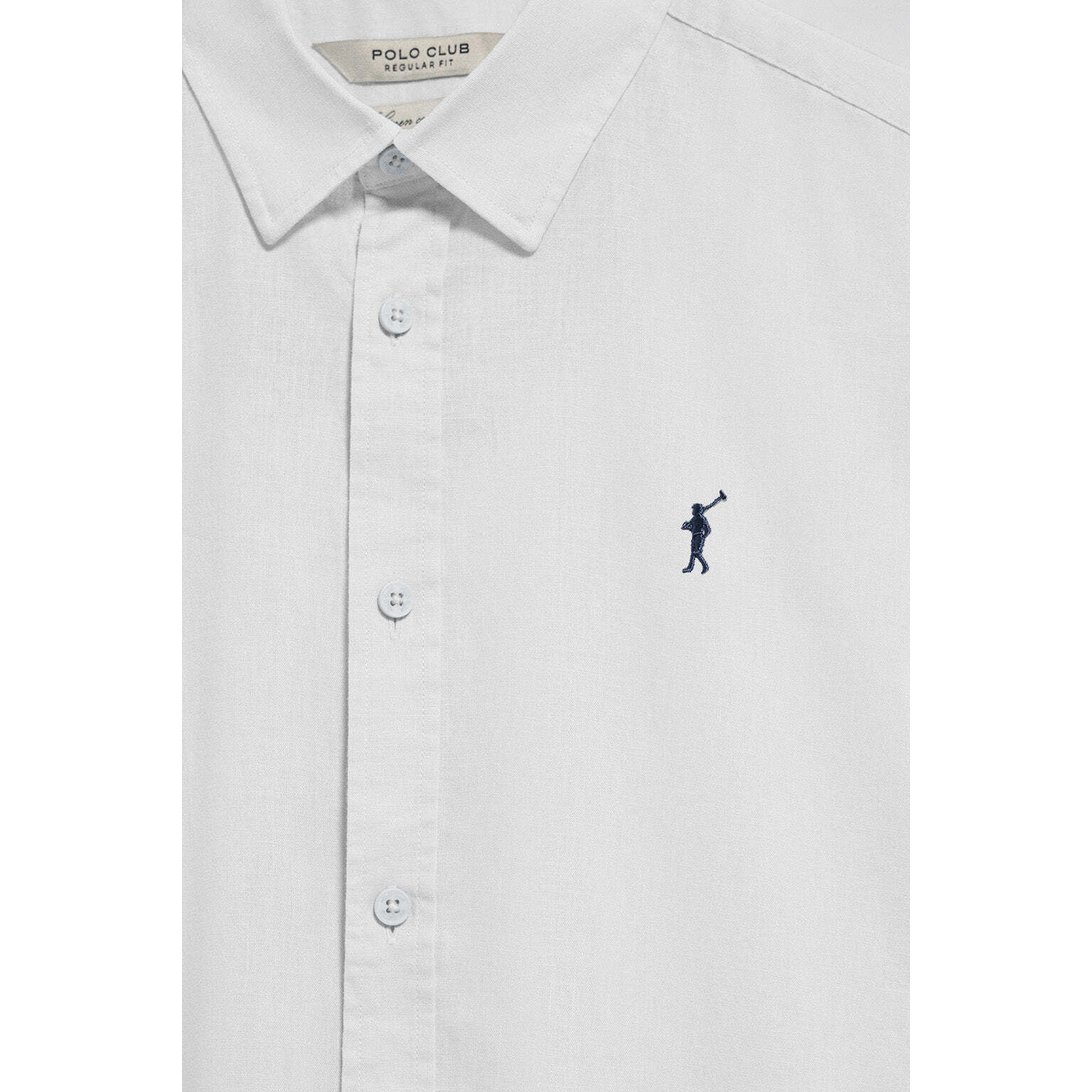 Camicia bianca regular in lino-cotone con ricamo Rigby Go
