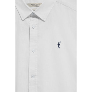 Camicia bianca regular in lino-cotone con ricamo Rigby Go