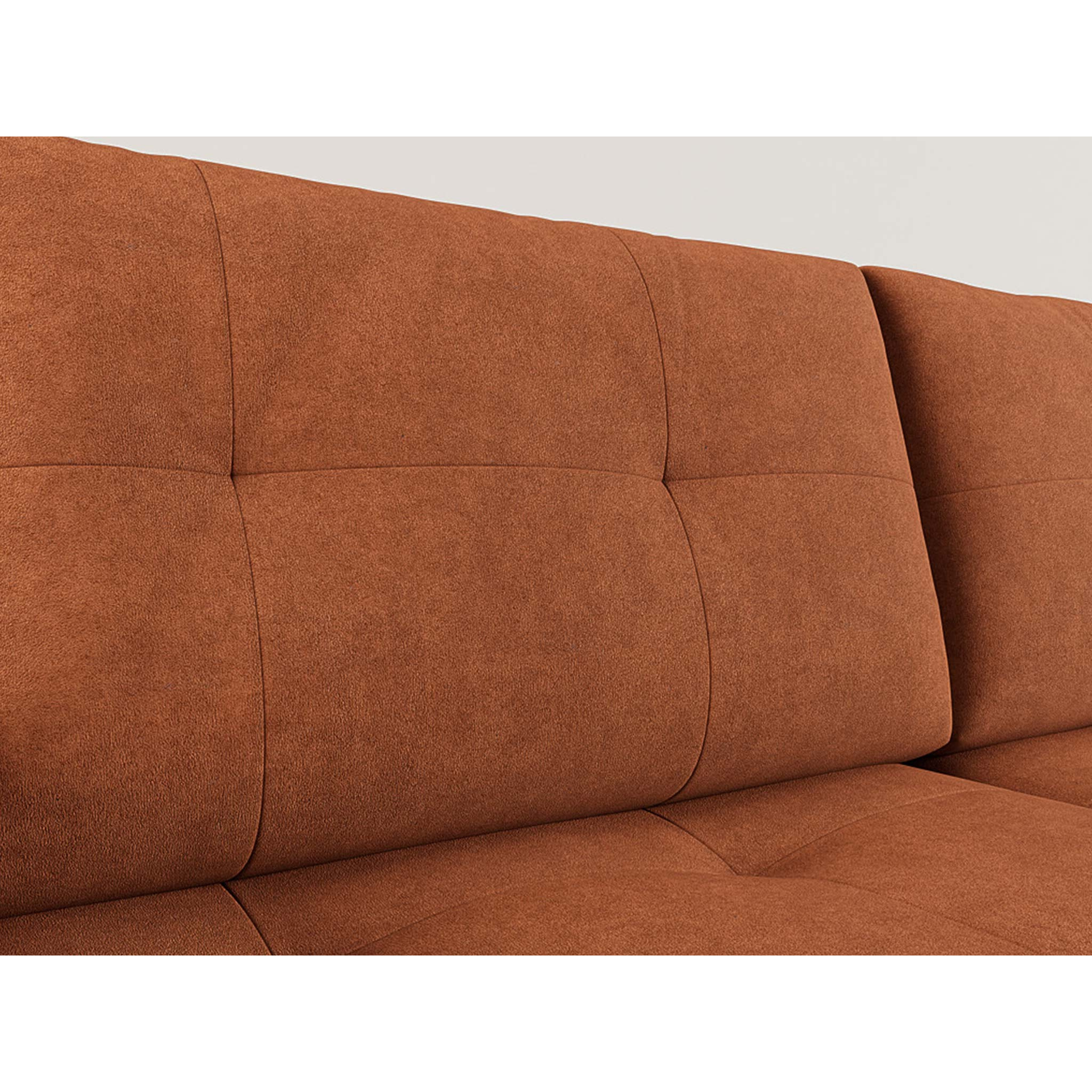 Bastian - canapé panoramique en U 7 places convertible avec coffre en velours texturé - Terracotta