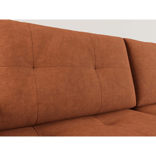 Bastian - canapé panoramique en U 7 places convertible avec coffre en velours texturé - Terracotta