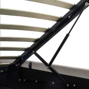 Lit coffre avec tête de lit en tissu - TINA