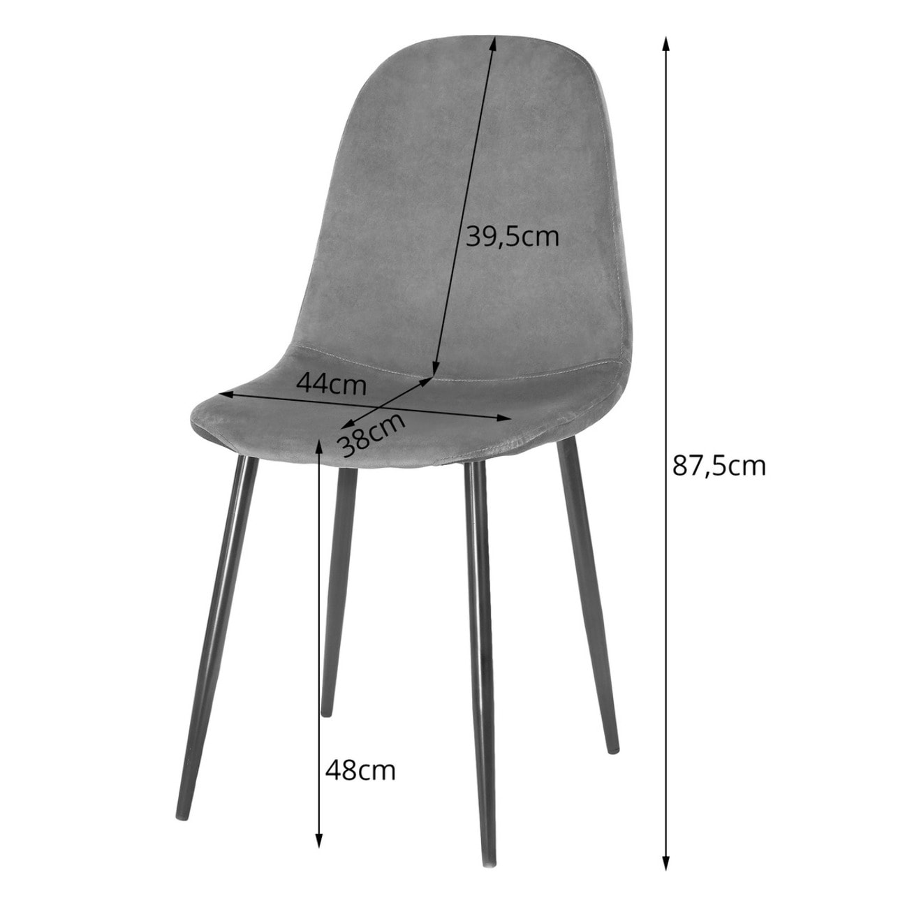 Set di 2 sedie Como in velluto beige con gambe nere
