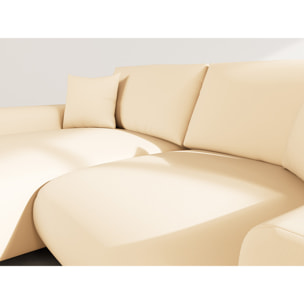 Garance - canapé d'angle réversible 4 places en simili - Beige
