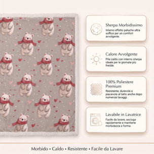 Plaid fantasia orsetti in poliestere - Beige