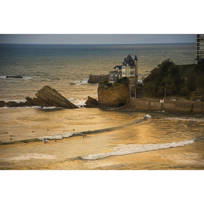Tableau paysage ocean biarritz et la villa belza  Toile imprimée