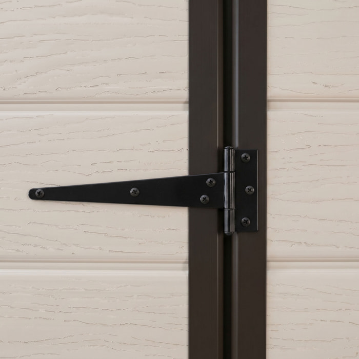 Manor 6x8 - Casetta da Giardino 185,80x227x236,80 cm 2 Ante per deposito attrezzi finitura effetto legno graffiato in Resina Beige