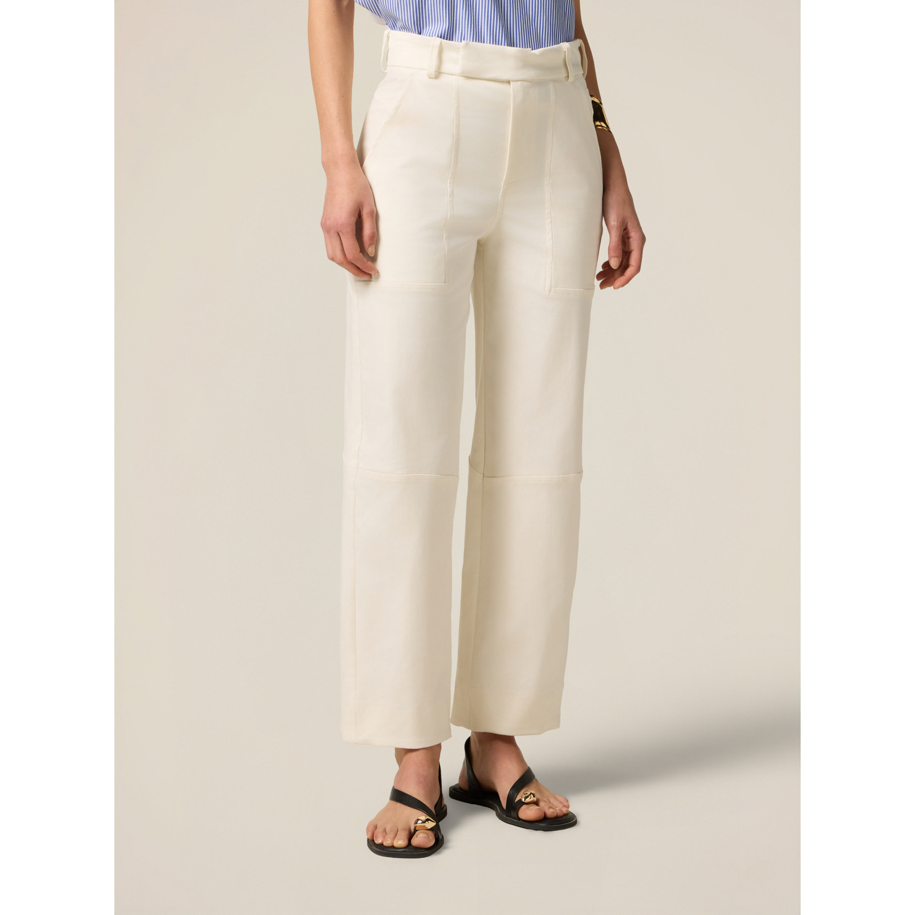 Oltre - Pantalones palazzo mezcla de lyocell - Blanco