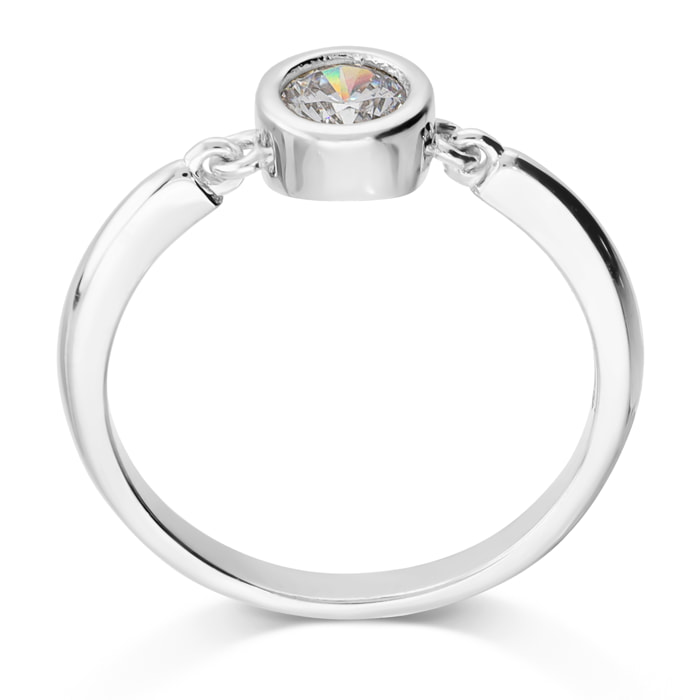 Anello Solitario in Argento 925 con Punto Luce in Cubic Zirconia