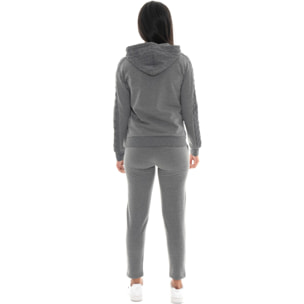 Tuta invernale donna con cappuccion e zip, inserti in treccia Leone 1947 Braid