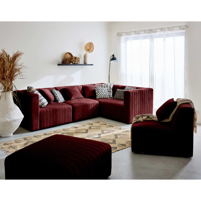 Nova - module d'assise gauche - en velours - Rouge