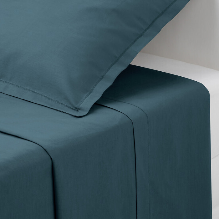 Drap plat "Carina" en coton 240x290cm bleu orage