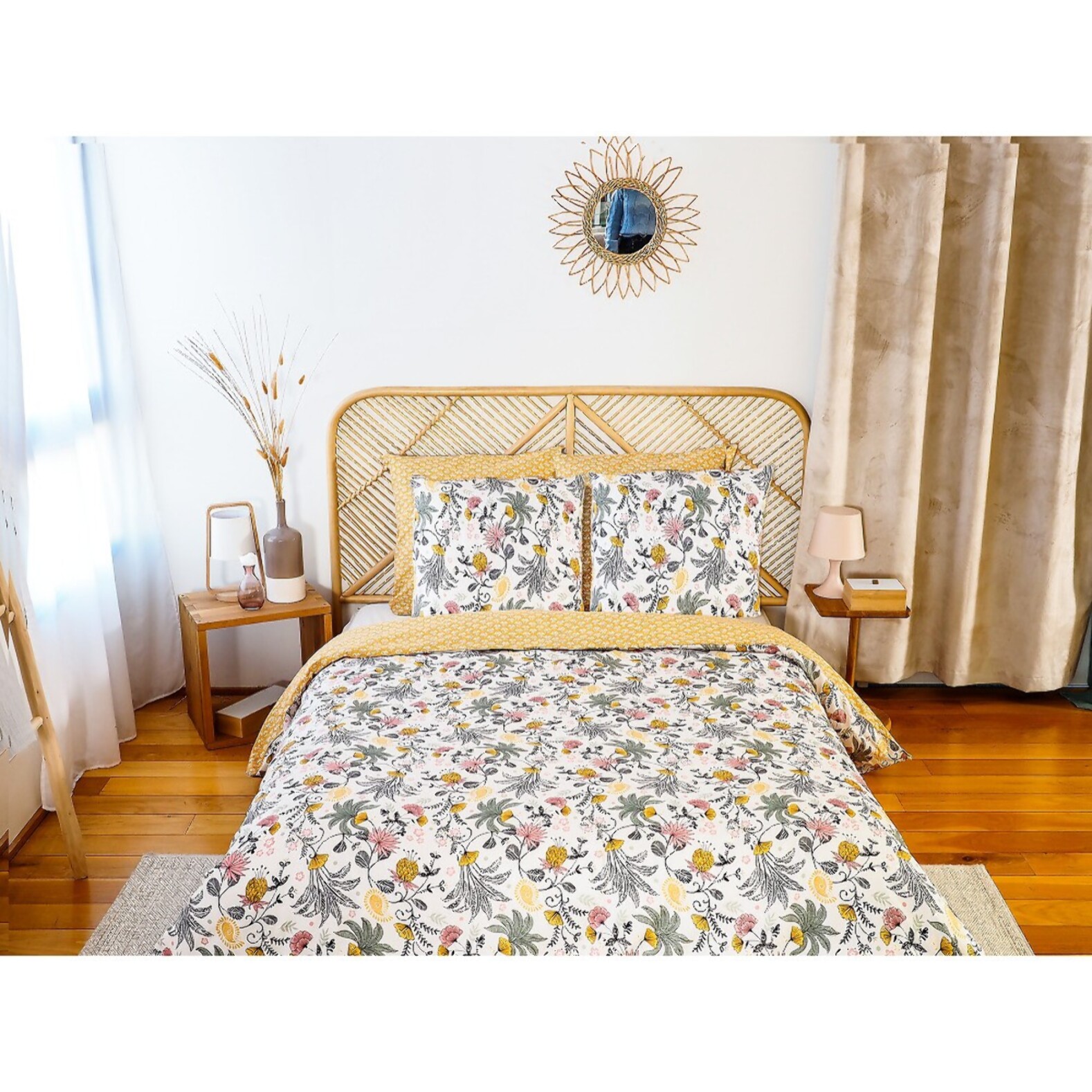 Parure Housse De Couette 3pcs 100% Satin De Coton Bio 78fils Wayan