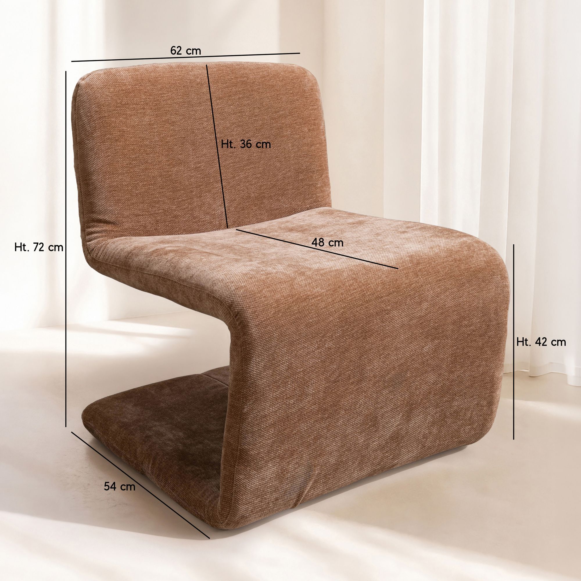 Fauteuil en tissu chenille beige poudré AXO