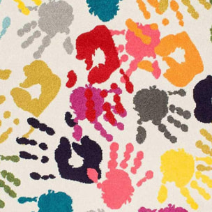 Tapis enfant Lafi motif mains multicolores, facile d'entretien