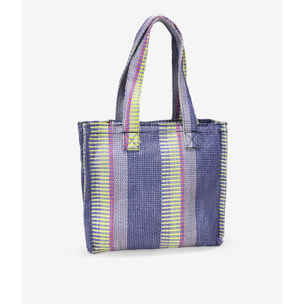 Bolso de hombro lila en rafia con rayas