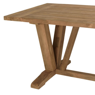 KALLY - Ensemble de jardin table et chaise en bois teck recyclé et rotin synth. 6 pers