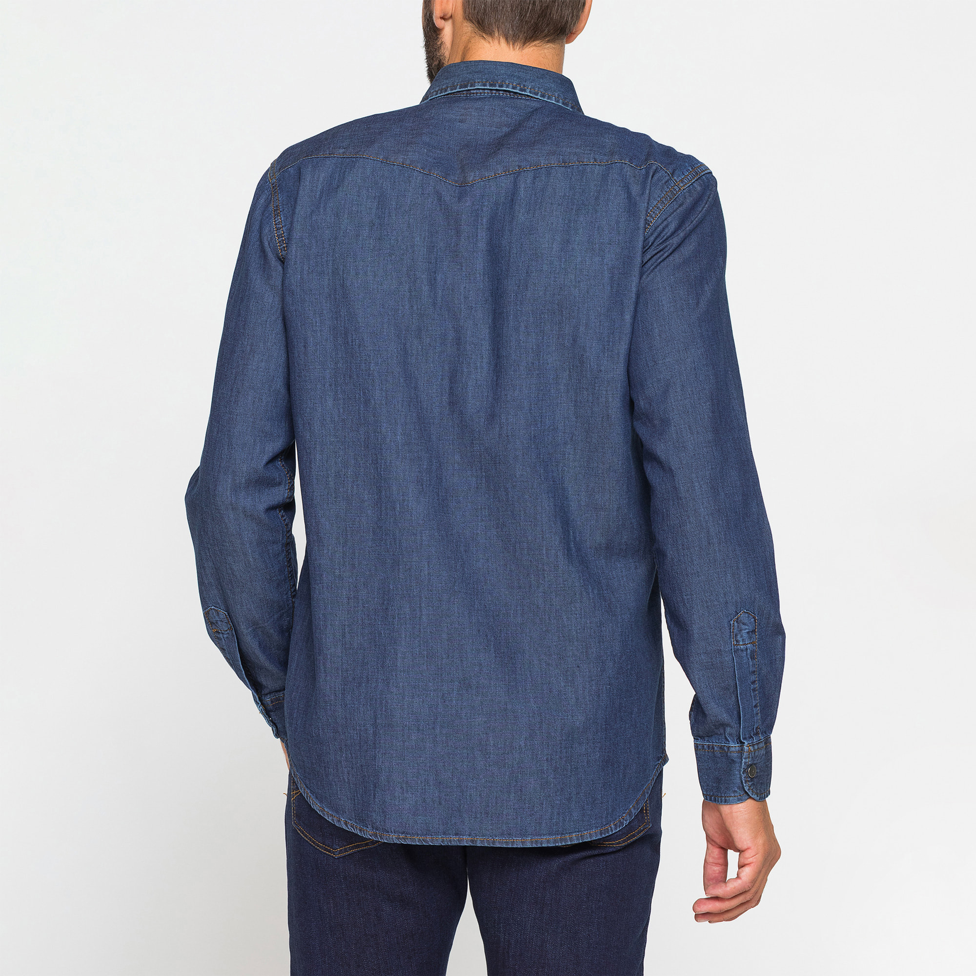 CAMICIA MODELLO WESTERN IN DENIM LEGGERO DA 7 oz.